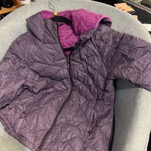 Purple Hooded Jacket with Pink Lining
